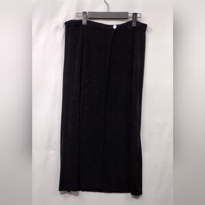 Chicos Travelers Elegant Wrap Skirt Womens L Black BoHo Retro Casual Minimalist